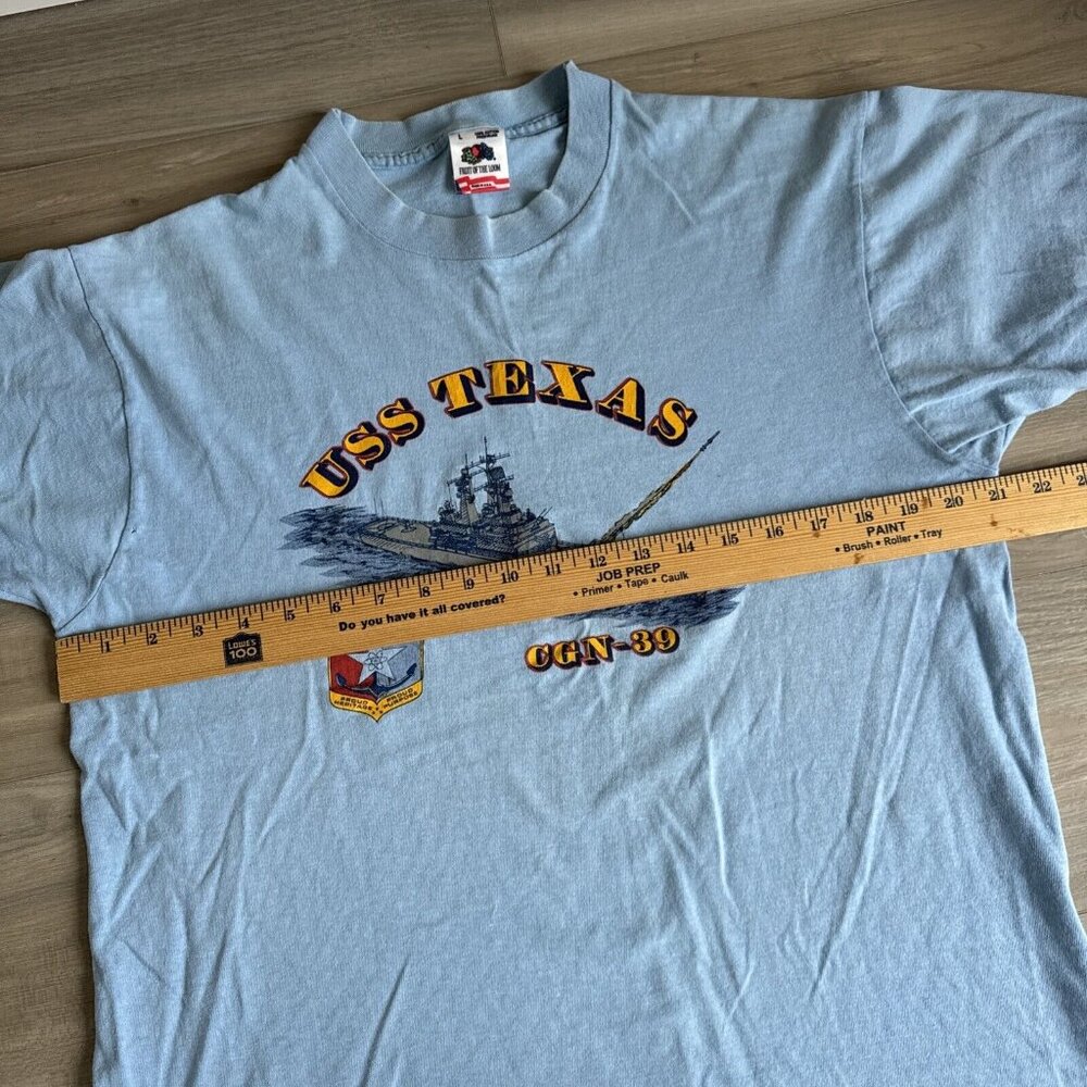 Vintage 80s USS TEXAS CGN 39 UNITED STATES NAVY MILITARY t-shirt L Single Stitch - Picture 8 of 12